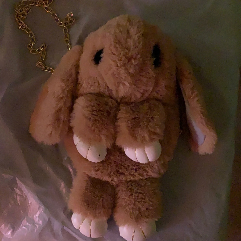 Brown fluffy bunny bag/backpack